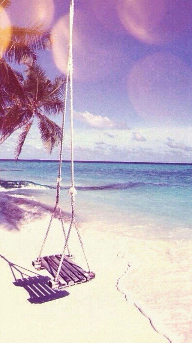 Swing palm tree beach ocean free wallpaper - medium preview image