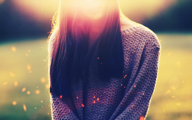 Woman field sunbeam hair sweater free wallpaper - medium preview image