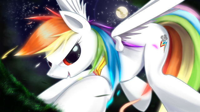 Rainbow pony flying moon stars free wallpaper - medium preview image