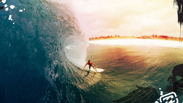 Man riding wave surfboard ocean #40 free wallpaper - medium preview image