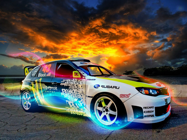 Colorful car sunset parking lot free wallpaper - medium preview image