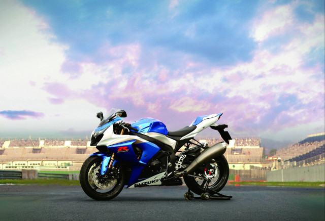 Blue white motorcycle stadium sky free wallpaper - medium preview image