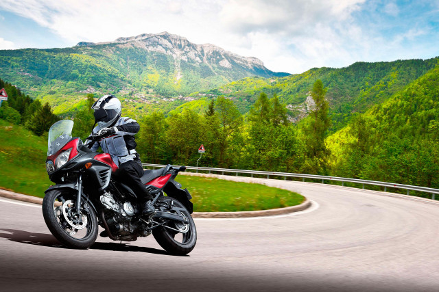 Motorcycle winding road mountains ride free wallpaper - medium preview image