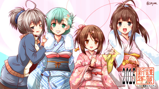 Women kimonos pink background sky free wallpaper - medium preview image