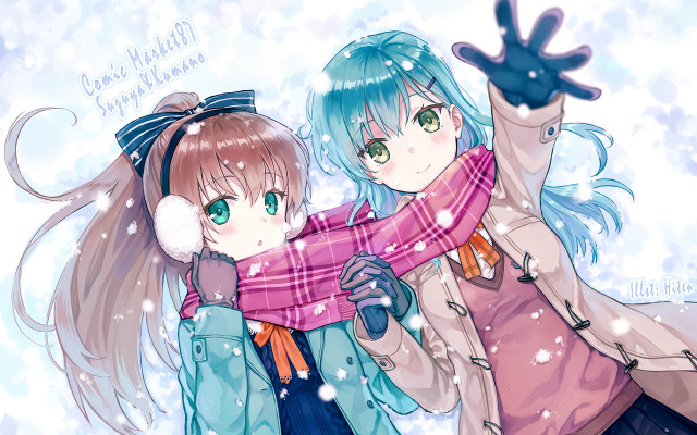 Two anime girls blue hair #2 free wallpaper for desktop - medium preview image