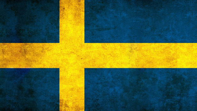 Sweden flag grungy wall yellow free wallpaper - medium preview image