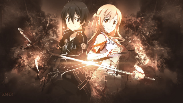 Anime characters swords smoke dark free wallpaper - medium preview image
