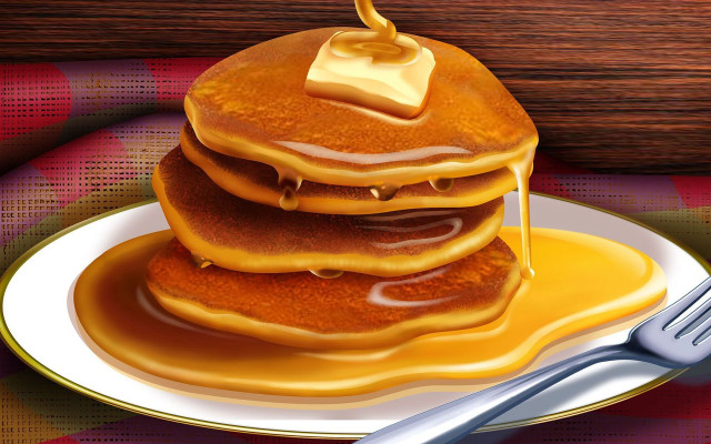 Pancakes syrup plate fork knife #3 free wallpaper - medium preview image