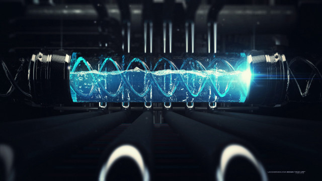 Futuristic machine blue light wave free wallpaper - medium preview image