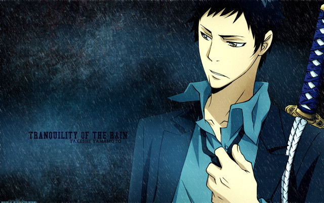 Man holding sword rain tranquility free wallpaper - medium preview image