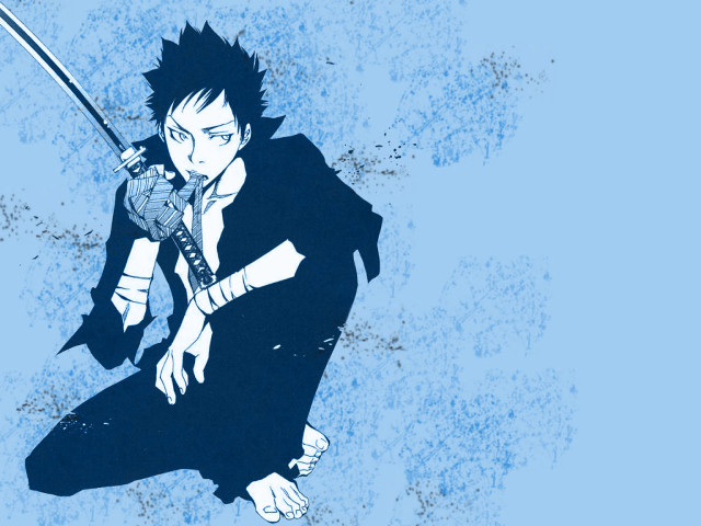 Man sword blue background grungy free wallpaper - medium preview image
