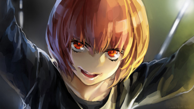 Man red eyes black jacket #2 free wallpaper - medium preview image