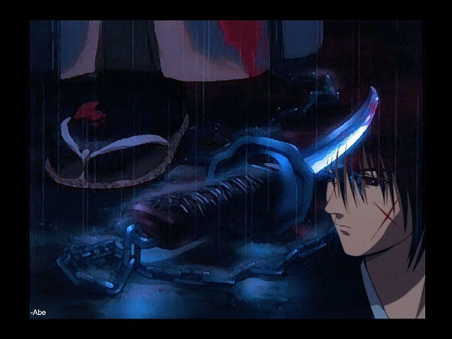 Man sword helmet rain demon free wallpaper - medium preview image