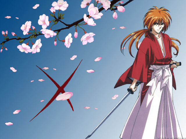 Woman kimono sword bird flying free wallpaper - medium preview image