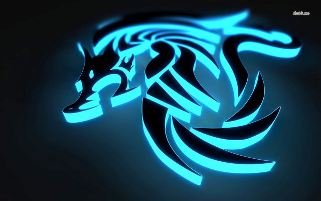 Blue black dragon black background free wallpaper - medium preview image