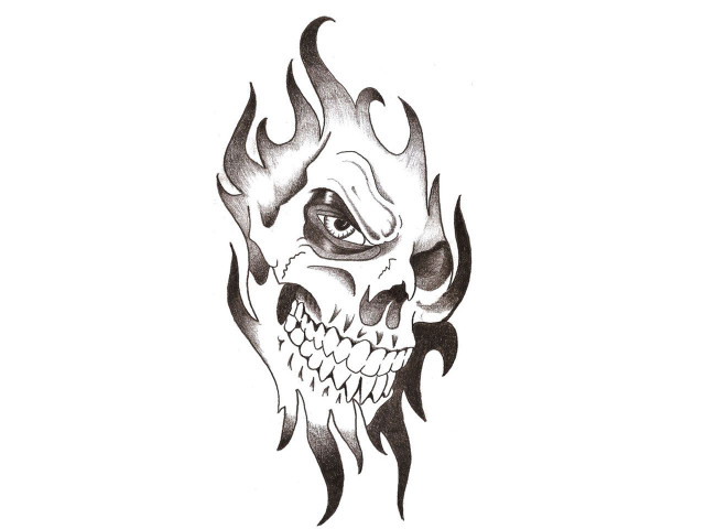 Skull flames tattoo design artist free wallpaper - medium preview image