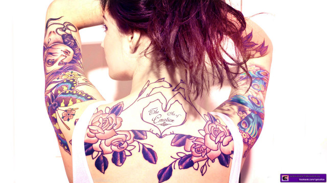 Woman tattoos rose upper arm free wallpaper - medium preview image