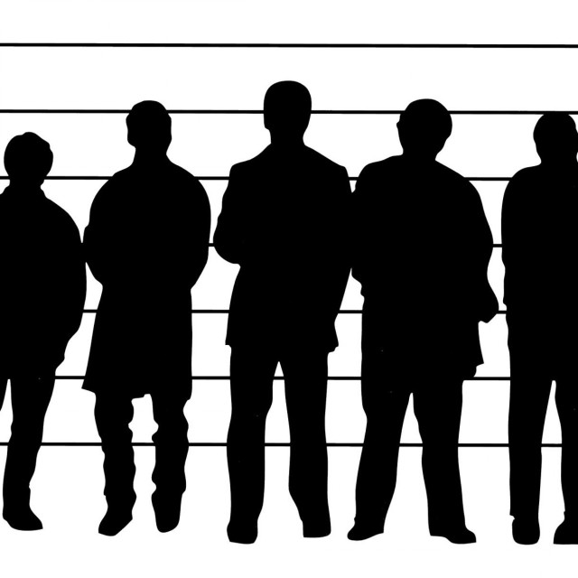 Group people standing line white free wallpaper - medium preview image
