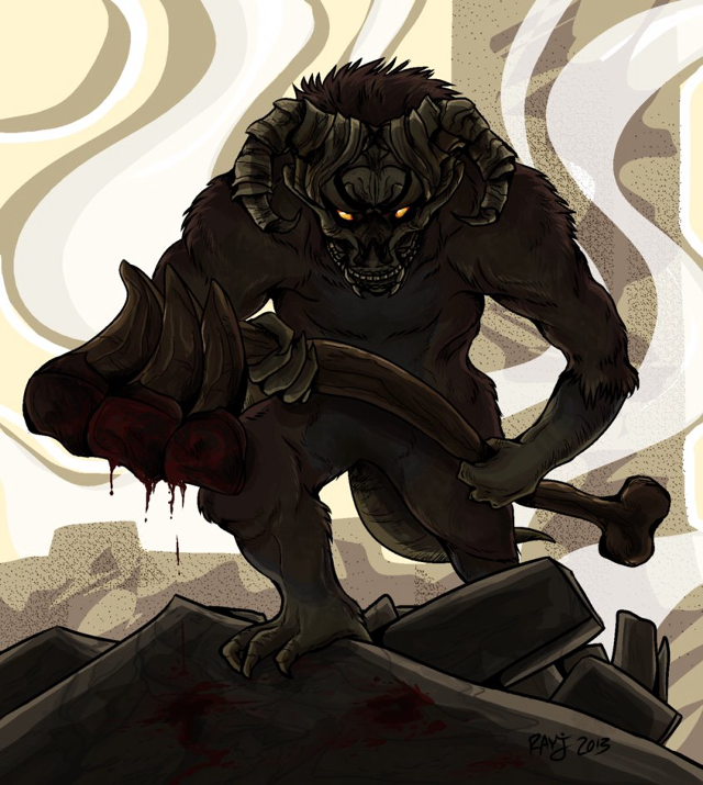 Cartoon demon hammer blood dripping free wallpaper - medium preview image