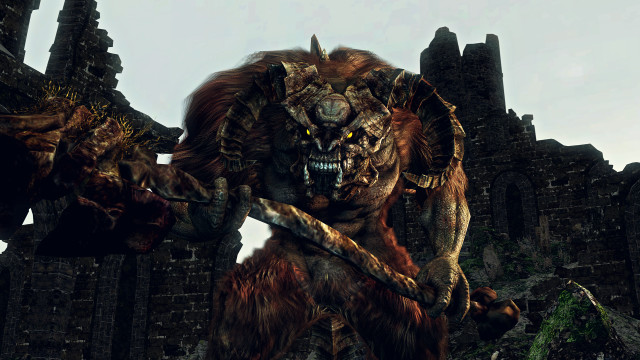 Demonic creature sword ruined castle free wallpaper - medium preview image