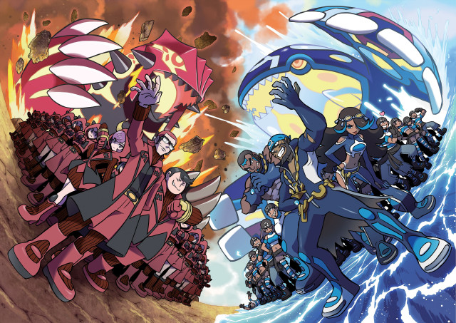 Cartoon people riding giant wave free wallpaper - medium preview image