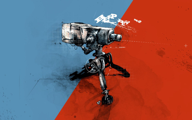 Camera tripod red blue background #2 free wallpaper - medium preview image