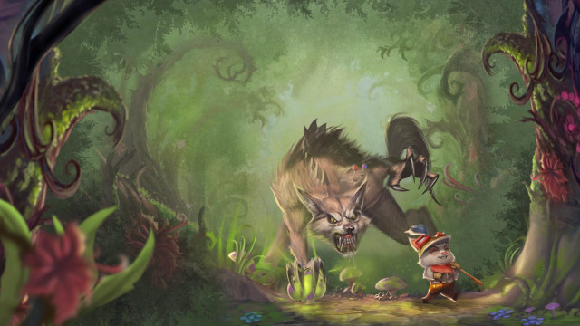 Wolf gnome forest flowers plants free wallpaper - medium preview image