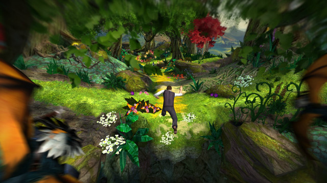 Man standing lush green forest free wallpaper - medium preview image
