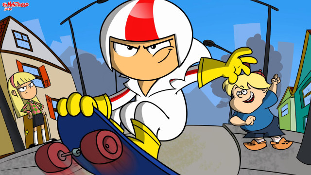 Cartoon character skateboard child ramp free wallpaper - medium preview image