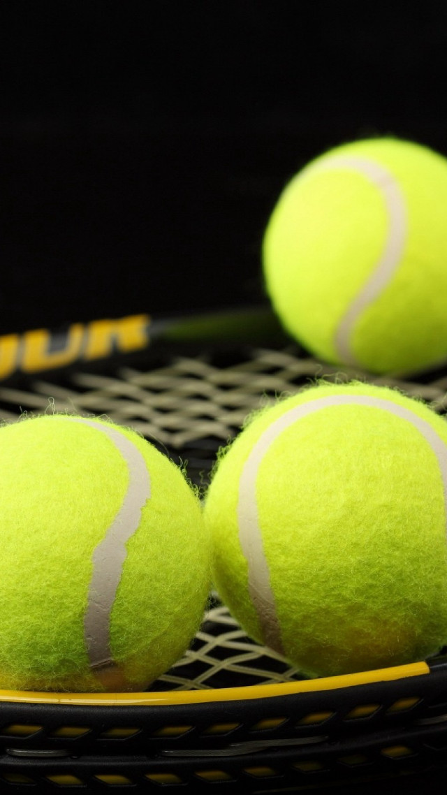 Tennis balls racket black background free wallpaper - medium preview image
