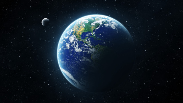 Earth space view moon stars free wallpaper - medium preview image
