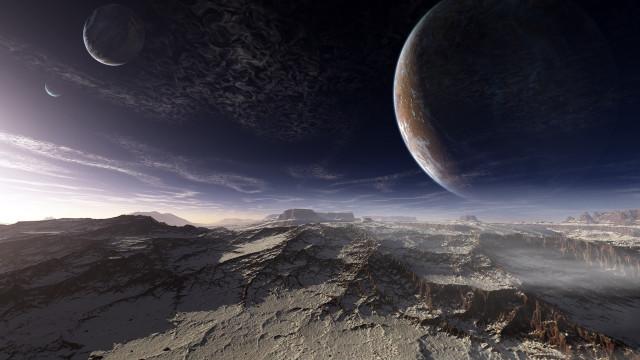 Mountain range distant planet foreground free wallpaper - medium preview image