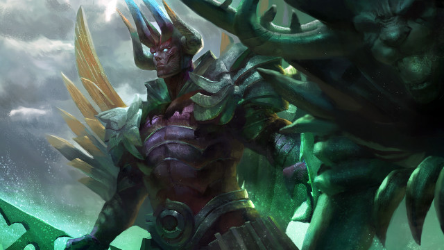 Horned man sword portrait warrior free wallpaper - medium preview image