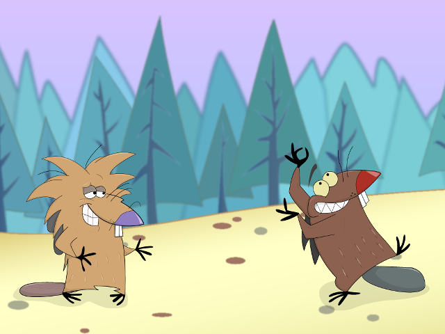 Cartoon furry animals playing snow free wallpaper - medium preview image