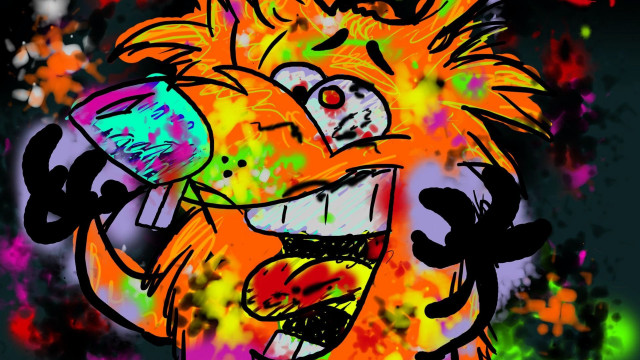 Colorful cat cellphone paintsplatters loony free wallpaper - medium preview image