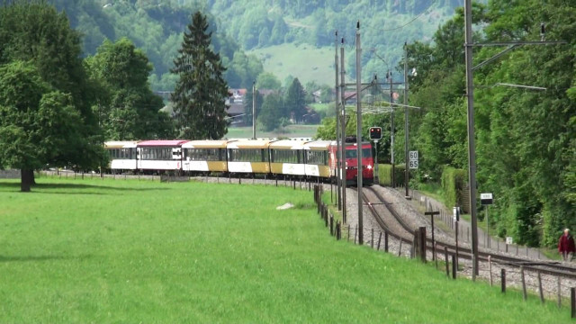 Train green hillside forest path free wallpaper - medium preview image