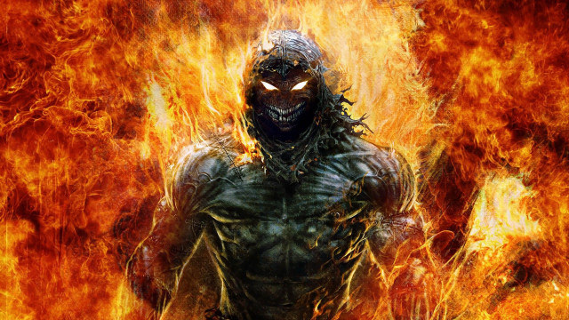 Man black mask fire flames free wallpaper - medium preview image