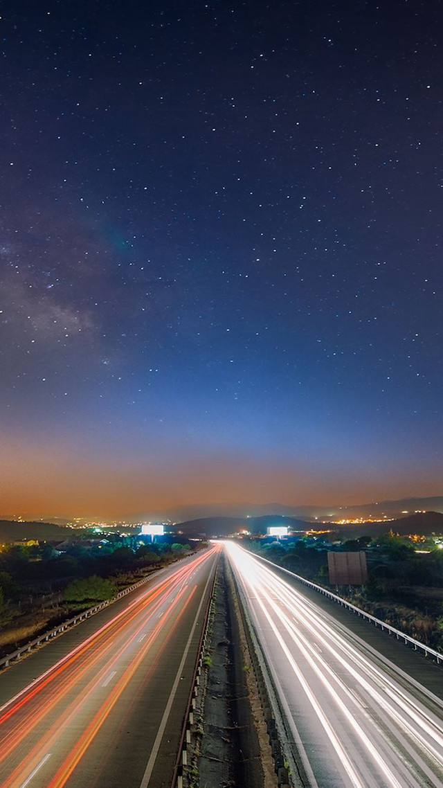 Highway traffic night sky stars free wallpaper - medium preview image