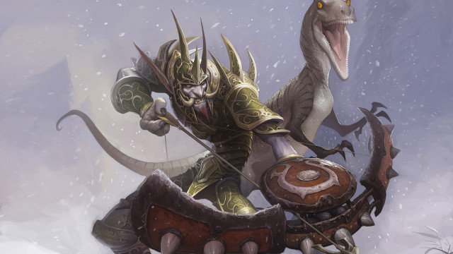 Man riding dinosaur snowy forest #2 free wallpaper - medium preview image