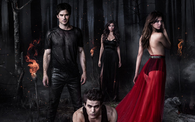 Group people forest fire red free wallpaper - medium preview image