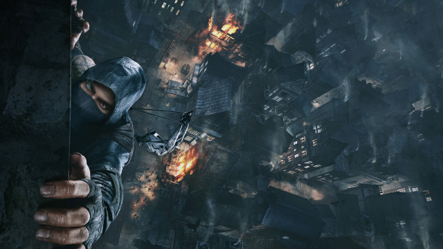 Man holding bow city skyline free wallpaper - medium preview image
