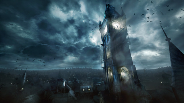 Clock tower city cloudy sky free wallpaper - medium preview image
