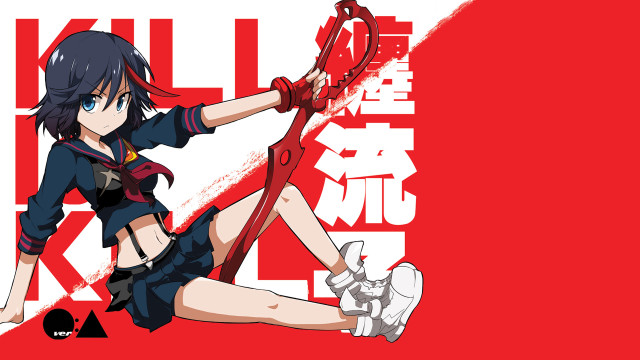 Anime character scissor red background #3 free wallpaper - medium preview image