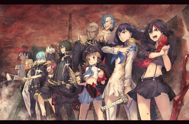 Anime characters red wall red free wallpaper - medium preview image