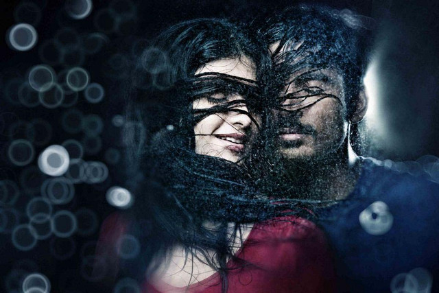 Man woman window rain drops free wallpaper - medium preview image