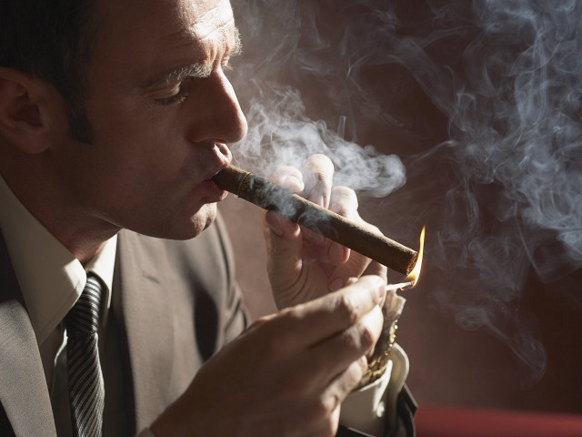 Man suit smoking dark room #3 free wallpaper - medium preview image
