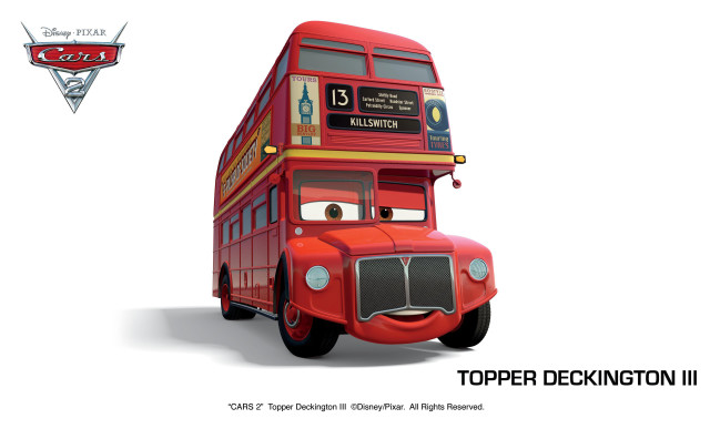 Red doubledecker bus cartoon character free wallpaper - medium preview image