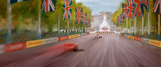 Race track flags flying car free wallpaper - medium preview image