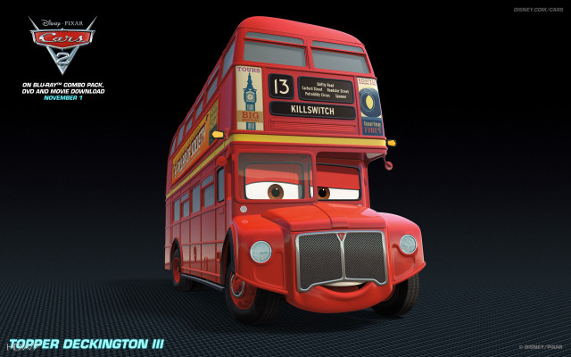 Red double decker bus cartoon free wallpaper - medium preview image