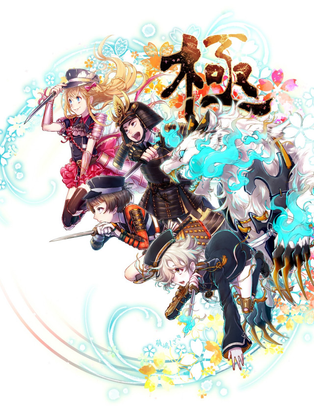 Anime characters flowers swirls blue free wallpaper - medium preview image